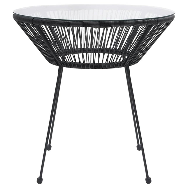 Tavolo da Pranzo per Giardino Nero Ã˜70x74 cm in Rattan e Vetro