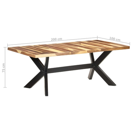 Tavolo da Pranzo 200x100x75cm Legno Massello con Finitura Ambra
