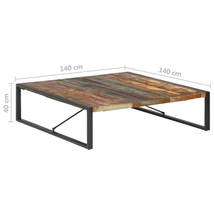 Tavolino da Salotto 140x140x40 cm in Legno Massello di Recupero