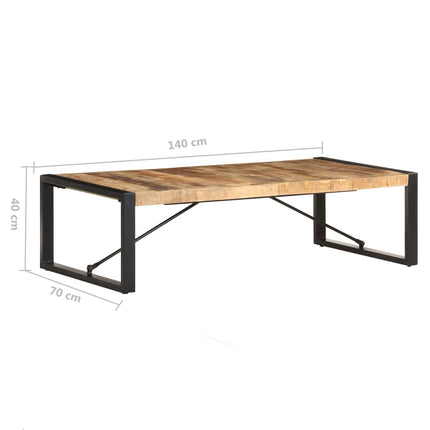 Tavolino da Salotto 140x70x40 cm in Legno di Mango Grezzo