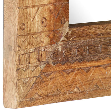 Specchio Intagliato a Mano Bianco 50x50x2,5cm in Legno di Mango