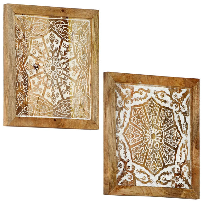Quadri Intagliati a Mano 2 pz in Massello di Mango 60x60x2,5 cm