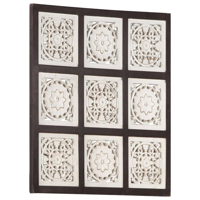 Pannello Intagliato a Mano in MDF 60x60x1,5 cm Marrone e Bianco