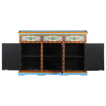 Credenza Dipinta a Mano 120x35x76 cm in Legno Massello di Mango