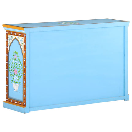 Credenza Dipinta a Mano 120x35x76 cm in Legno Massello di Mango