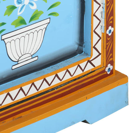 Credenza Dipinta a Mano 120x35x76 cm in Legno Massello di Mango