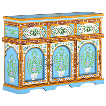 Credenza Dipinta a Mano Multicolore 110x30x76cm Mango Massello