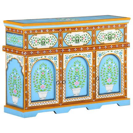 Credenza Dipinta a Mano Multicolore 110x30x76cm Mango Massello