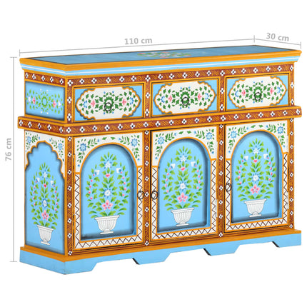 Credenza Dipinta a Mano Multicolore 110x30x76cm Mango Massello