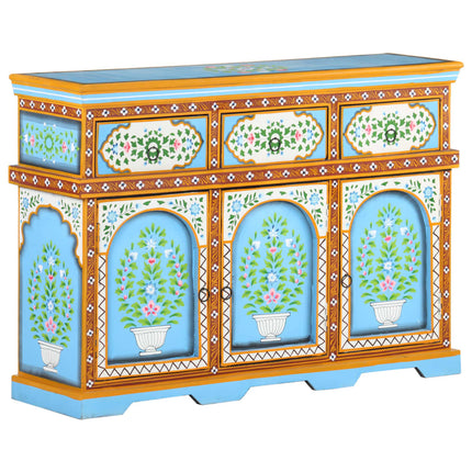 Credenza Dipinta a Mano Multicolore 110x30x76cm Mango Massello