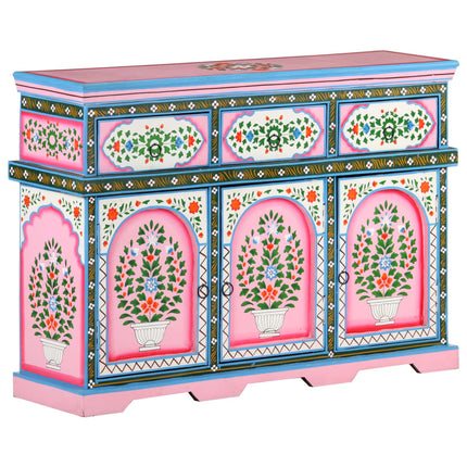 Credenza Dipinta a Mano Multicolore 110x30x76 cm Mango Massello