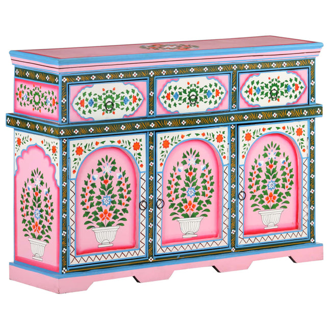 Credenza Dipinta a Mano Multicolore 110x30x76 cm Mango Massello