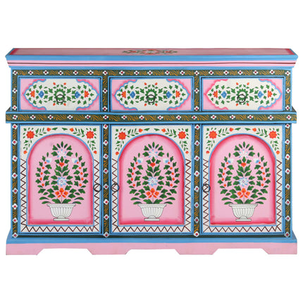Credenza Dipinta a Mano Multicolore 110x30x76 cm Mango Massello
