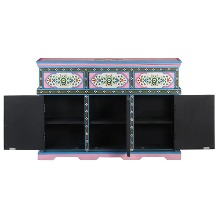 Credenza Dipinta a Mano Multicolore 110x30x76 cm Mango Massello