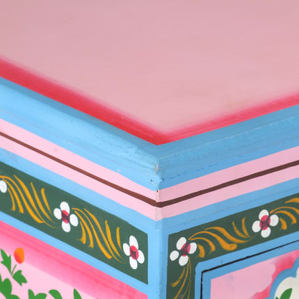 Credenza Dipinta a Mano Multicolore 110x30x76 cm Mango Massello