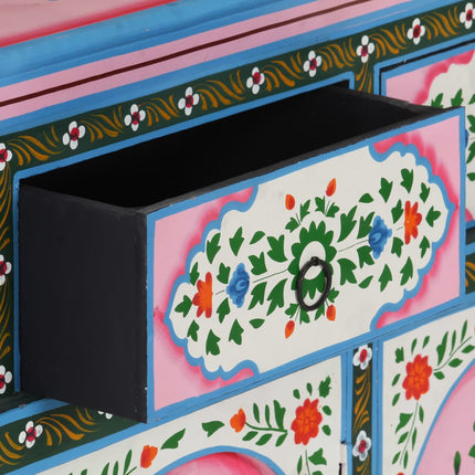 Credenza Dipinta a Mano Multicolore 110x30x76 cm Mango Massello