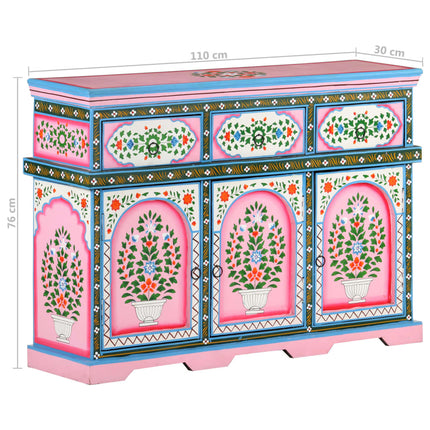 Credenza Dipinta a Mano Multicolore 110x30x76 cm Mango Massello