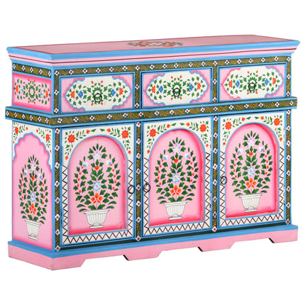 Credenza Dipinta a Mano Multicolore 110x30x76 cm Mango Massello