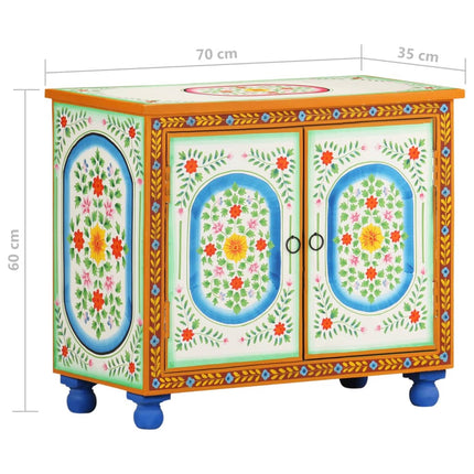 Credenza Dipinta a Mano 70x35x60 cm in Legno di Mango