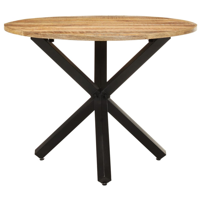 Tavolo da Pranzo Rotondo 100x100x75 cm Massello di Mango Grezzo
