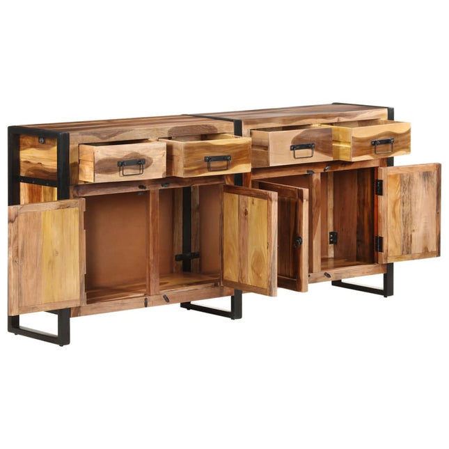 Credenza 172x35x80 cm in Legno di Acacia con Finitura Ambra