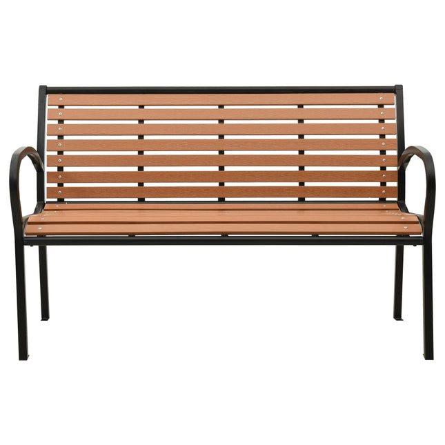 Panchina da Giardino 125 cm in Acciaio e WPC Nera e Marrone