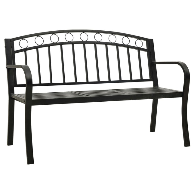 Panchina da Giardino con Tavolo 125 cm in Acciaio Nera
