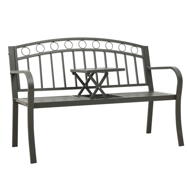 Panchina da Giardino con Tavolo 125 cm in Acciaio Grigia