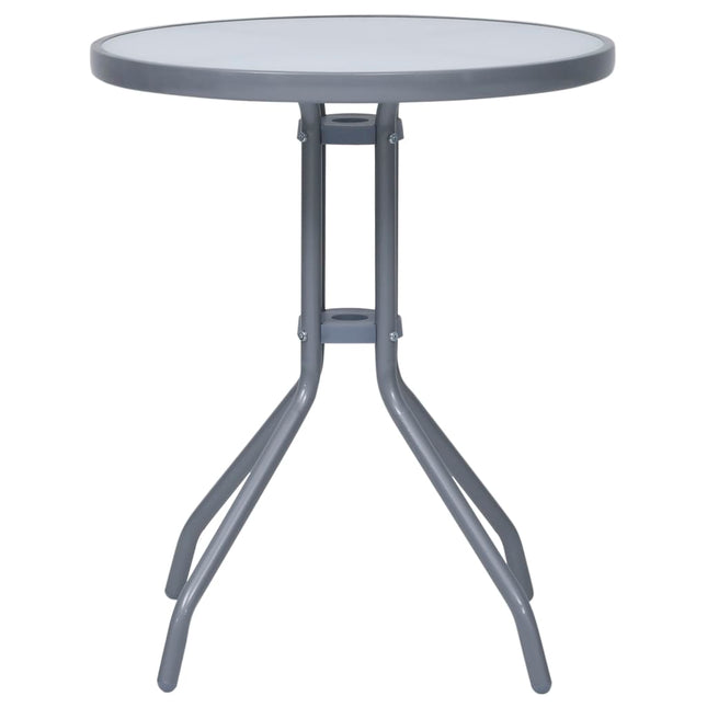 Tavolo da Giardino Grigio Chiaro 60 cm in Acciaio e Vetro