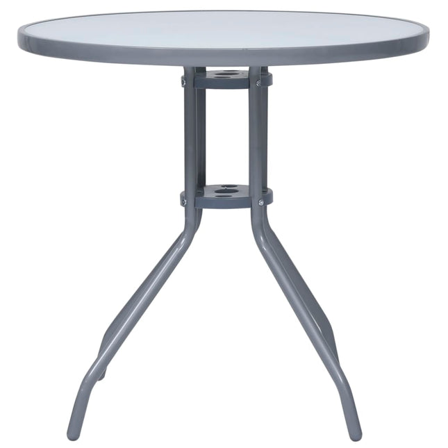 Tavolo da Giardino Grigio Chiaro 80 cm in Acciaio e Vetro