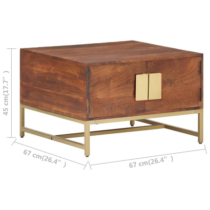 Tavolino Salotto Marrone ambra 67x67x45cm Legno Massello Acacia