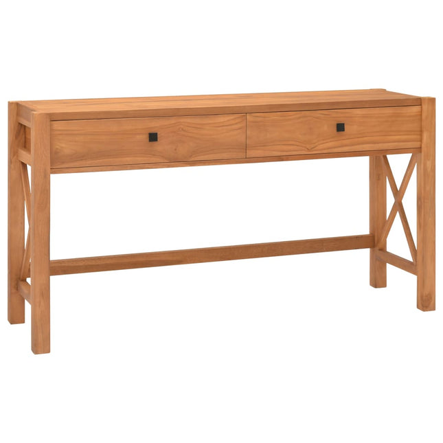 Scrivania con 2 Cassetti 140x40x75 cm in Legno di Teak