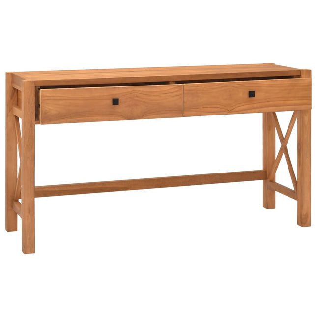 Scrivania con 2 Cassetti 140x40x75 cm in Legno di Teak