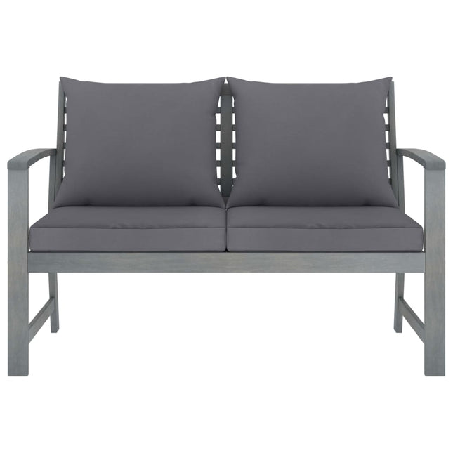 Panca da Giardino 120 cm Cuscino Grigio Scuro Legno di Acacia