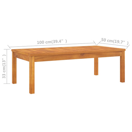 Tavolino da Salotto 100x50x33 cm in Legno Massello di Acacia