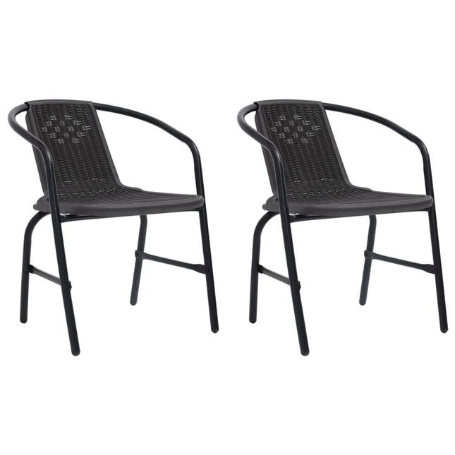 Sedie da Giardino 2 pz Nere Plastica Stile Rattan Acciaio 110kg