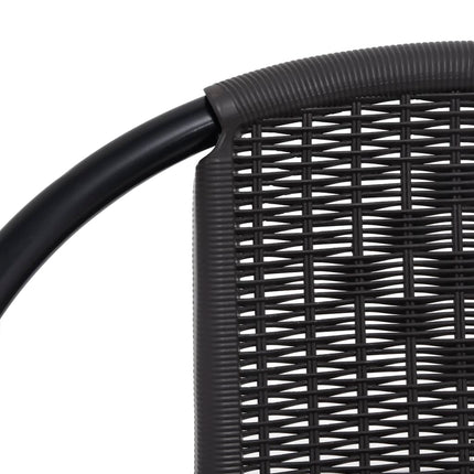 Sedie da Giardino 2 pz Nere Plastica Stile Rattan Acciaio 110kg