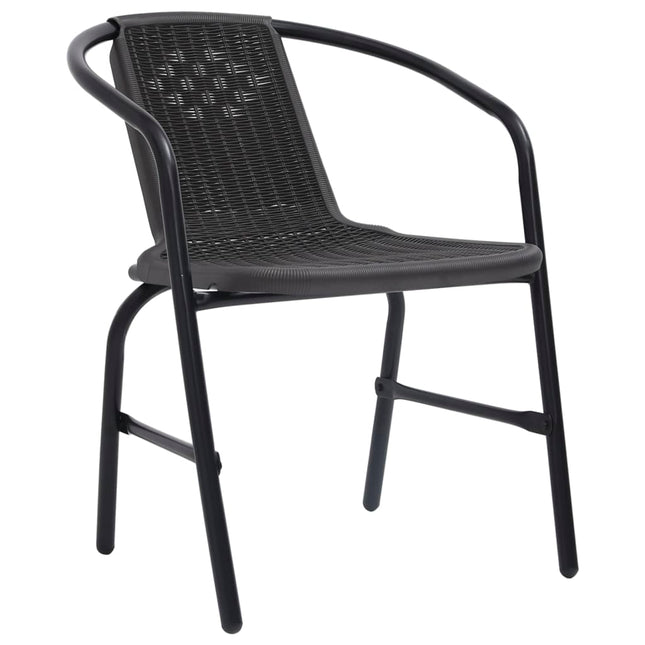 Sedie da Giardino 4 pz Nere Plastica Stile Rattan Acciaio 110kg