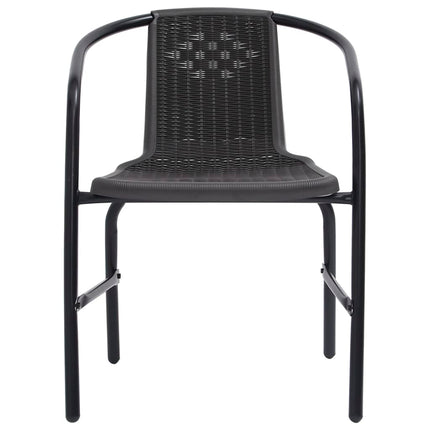 Sedie da Giardino 4 pz Nere Plastica Stile Rattan Acciaio 110kg