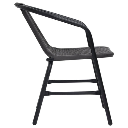 Sedie da Giardino 4 pz Nere Plastica Stile Rattan Acciaio 110kg