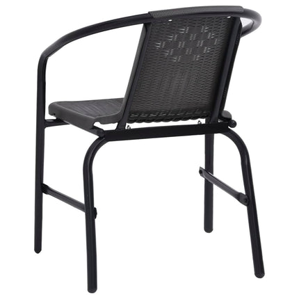 Sedie da Giardino 4 pz Nere Plastica Stile Rattan Acciaio 110kg