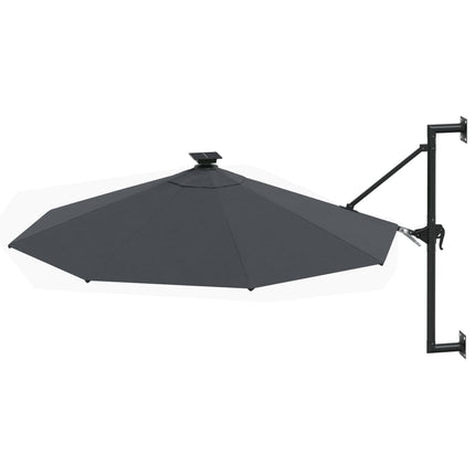 Ombrellone da Giardino a Parete con LED 300 cm Antracite