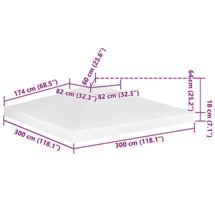 Copertura Superiore per Gazebo a 2 Strati 310 g/mÃ‚Â² 3x3 m Bianca