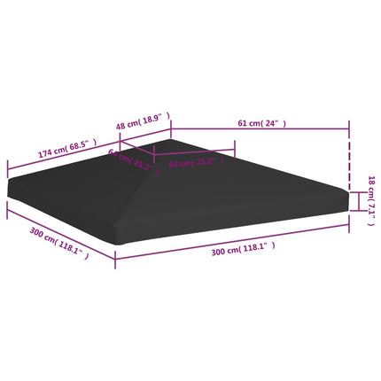 Copertura Superiore per Gazebo 270 g/mÃ‚Â² 3x3 m Nera