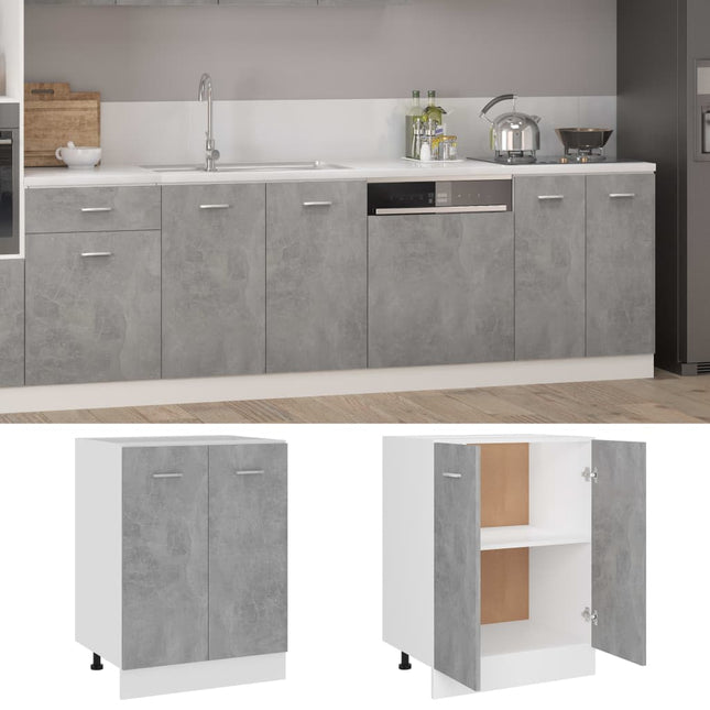 Armadio Inferiore Grigio Cemento 60x46x81,5cm Legno Multistrato