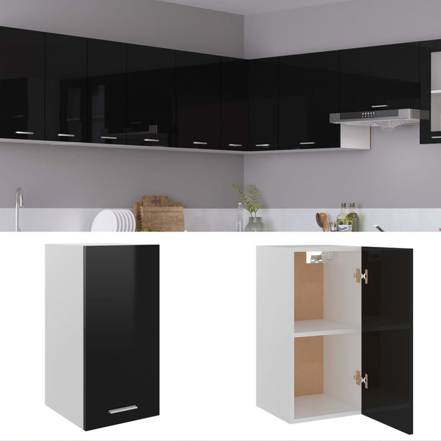 Mobile Pensile Nero Lucido 29,5x31x60 cm in Legno Multistrato