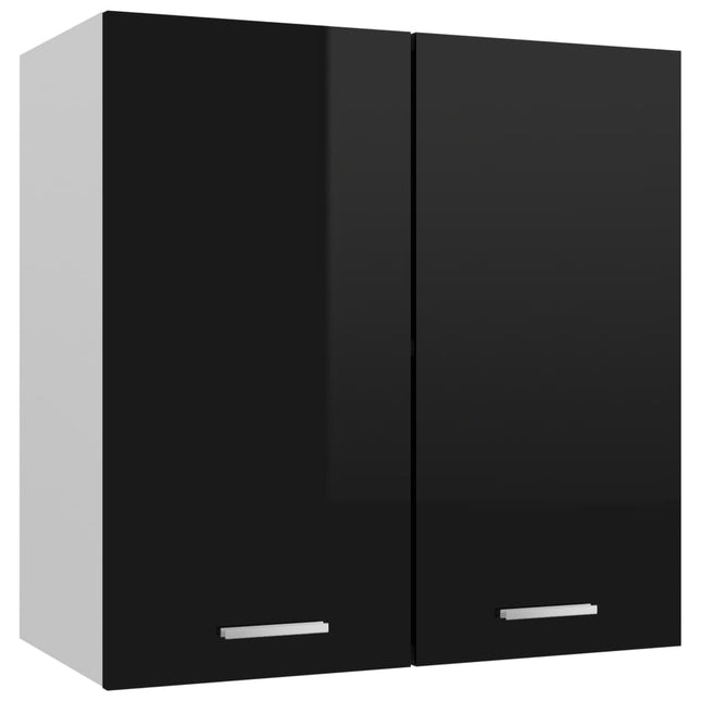 Mobile Pensile Nero Lucido 60x31x60 cm Legno Multistrato