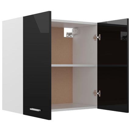 Mobile Pensile Nero Lucido 60x31x60 cm Legno Multistrato