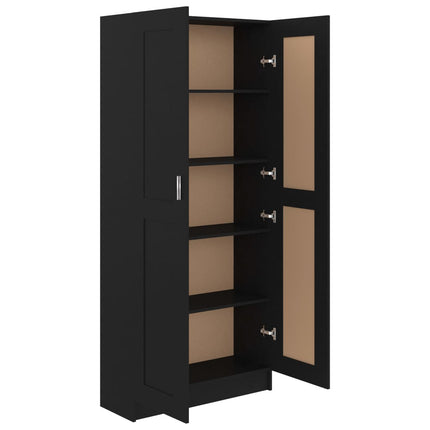 Libreria Nera 82,5x30,5x185,5 cm in Legno Multistrato