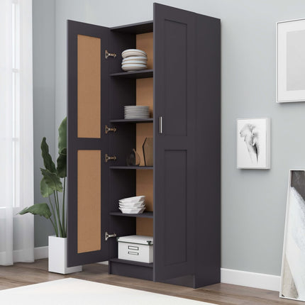 Libreria Grigia 82,5x30,5x185,5 cm in Legno Multistrato